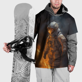 Накидка на куртку 3D с принтом огонь в космосе в Тюмени, 100% полиэстер |  | 