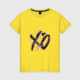 Женская футболка хлопок с принтом XO в Кировске, 100% хлопок | прямой крой, круглый вырез горловины, длина до линии бедер, слегка спущенное плечо | 