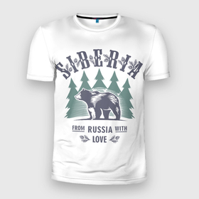 Мужская футболка 3D Slim с принтом Сибирь   из России с любовью в Екатеринбурге, 100% полиэстер с улучшенными характеристиками | приталенный силуэт, круглая горловина, широкие плечи, сужается к линии бедра | Тематика изображения на принте: 