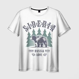 Мужская футболка 3D с принтом Сибирь   из России с любовью в Екатеринбурге, 100% полиэфир | прямой крой, круглый вырез горловины, длина до линии бедер | Тематика изображения на принте: 