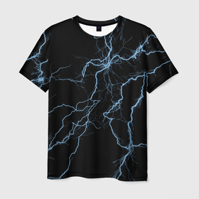 Мужская футболка 3D с принтом Молния   природное явление в Санкт-Петербурге, 100% полиэфир | прямой крой, круглый вырез горловины, длина до линии бедер | 