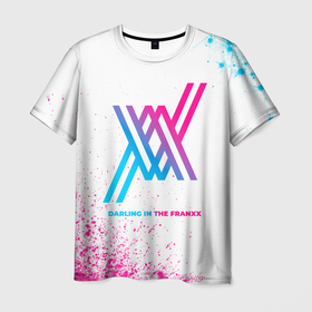 Мужская футболка 3D с принтом Darling in the FranXX neon gradient style в Екатеринбурге, 100% полиэфир | прямой крой, круглый вырез горловины, длина до линии бедер | 