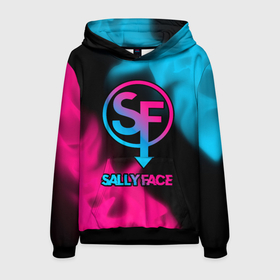 Мужская толстовка 3D с принтом Sally Face   neon gradient в Курске, 100% полиэстер | двухслойный капюшон со шнурком для регулировки, мягкие манжеты на рукавах и по низу толстовки, спереди карман-кенгуру с мягким внутренним слоем. | 