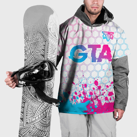 Накидка на куртку 3D с принтом GTA neon gradient style: символ сверху в Курске, 100% полиэстер |  | 