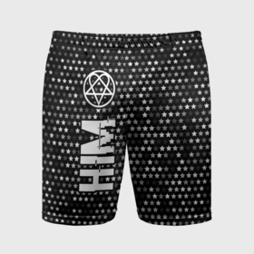Мужские шорты спортивные с принтом HIM glitch на темном фоне: по вертикали в Тюмени,  |  | Тематика изображения на принте: 
