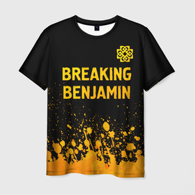 Мужская футболка 3D с принтом Breaking Benjamin   gold gradient: символ сверху в Новосибирске, 100% полиэфир | прямой крой, круглый вырез горловины, длина до линии бедер | 