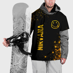 Накидка на куртку 3D с принтом Nirvana   gold gradient: надпись, символ в Кировске, 100% полиэстер |  | Тематика изображения на принте: 