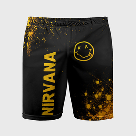 Мужские шорты спортивные с принтом Nirvana   gold gradient: надпись, символ в Петрозаводске,  |  | 