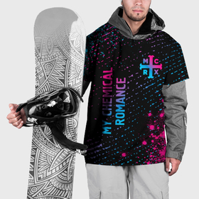 Накидка на куртку 3D с принтом My Chemical Romance   neon gradient: надпись, символ в Кировске, 100% полиэстер |  | Тематика изображения на принте: 