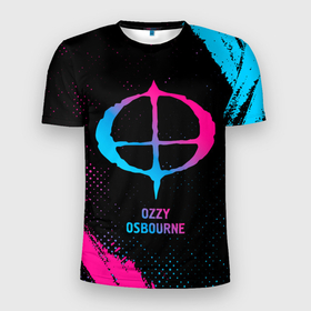 Мужская футболка 3D Slim с принтом Ozzy Osbourne   neon gradient в Тюмени, 100% полиэстер с улучшенными характеристиками | приталенный силуэт, круглая горловина, широкие плечи, сужается к линии бедра | 