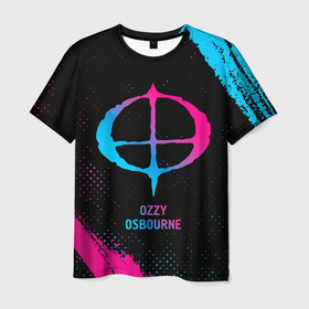 Мужская футболка 3D с принтом Ozzy Osbourne   neon gradient в Кировске, 100% полиэфир | прямой крой, круглый вырез горловины, длина до линии бедер | 