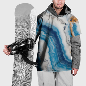Накидка на куртку 3D с принтом Узор волна голубой океанический агат , 100% полиэстер |  | 