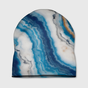 Шапка 3D с принтом Узор волна голубой океанический агат в Белгороде, 100% полиэстер | универсальный размер, печать по всей поверхности изделия | Тематика изображения на принте: 