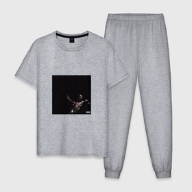 Мужская пижама хлопок с принтом Трэвис Скотт   альбом utopia в Санкт-Петербурге, 100% хлопок | брюки и футболка прямого кроя, без карманов, на брюках мягкая резинка на поясе и по низу штанин
 | 