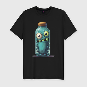 Мужская футболка хлопок Slim с принтом Monster in Bottle: Crunchbone в Кировске, 92% хлопок, 8% лайкра | приталенный силуэт, круглый вырез ворота, длина до линии бедра, короткий рукав | 