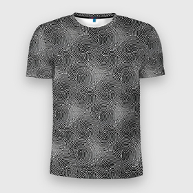 Мужская футболка 3D Slim с принтом Узор Черно белый в Белгороде, 100% полиэстер с улучшенными характеристиками | приталенный силуэт, круглая горловина, широкие плечи, сужается к линии бедра | 