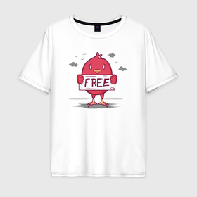 Мужская футболка хлопок Oversize с принтом Вольная птичка в Курске, 100% хлопок | свободный крой, круглый ворот, “спинка” длиннее передней части | 