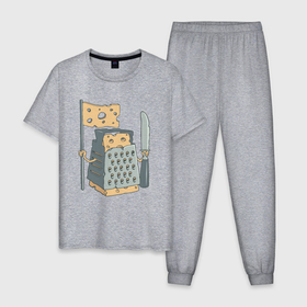 Мужская пижама хлопок с принтом Сырный воин в Курске, 100% хлопок | брюки и футболка прямого кроя, без карманов, на брюках мягкая резинка на поясе и по низу штанин
 | 