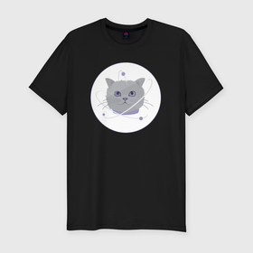 Мужская футболка хлопок Slim с принтом Atomic cat в Кировске, 92% хлопок, 8% лайкра | приталенный силуэт, круглый вырез ворота, длина до линии бедра, короткий рукав | 