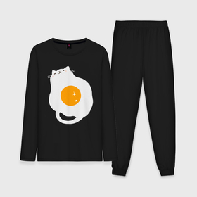 Мужская пижама с лонгсливом хлопок с принтом Котик яичница в Санкт-Петербурге,  |  | Тематика изображения на принте: 