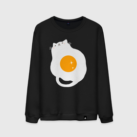 Мужской свитшот хлопок с принтом Котик яичница в Санкт-Петербурге, 100% хлопок |  | Тематика изображения на принте: 