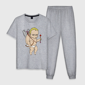 Мужская пижама хлопок с принтом Хмурый ангел в Курске, 100% хлопок | брюки и футболка прямого кроя, без карманов, на брюках мягкая резинка на поясе и по низу штанин
 | 