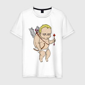 Мужская футболка хлопок с принтом Хмурый ангел в Курске, 100% хлопок | прямой крой, круглый вырез горловины, длина до линии бедер, слегка спущенное плечо. | 