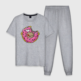 Мужская пижама хлопок с принтом Гомер пончик в Курске, 100% хлопок | брюки и футболка прямого кроя, без карманов, на брюках мягкая резинка на поясе и по низу штанин
 | 