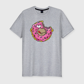 Мужская футболка хлопок Slim с принтом Гомер пончик в Курске, 92% хлопок, 8% лайкра | приталенный силуэт, круглый вырез ворота, длина до линии бедра, короткий рукав | 