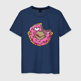 Мужская футболка хлопок с принтом Гомер пончик в Кировске, 100% хлопок | прямой крой, круглый вырез горловины, длина до линии бедер, слегка спущенное плечо. | 
