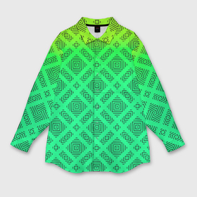 Мужская рубашка oversize 3D с принтом Желто зеленый градиентный фон с геометрическим узором в Кировске,  |  | 