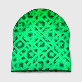 Шапка 3D с принтом Желто зеленый градиентный фон с геометрическим узором в Курске, 100% полиэстер | универсальный размер, печать по всей поверхности изделия | 