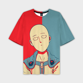 Мужская футболка oversize 3D с принтом Saitama hero face в Петрозаводске,  |  | Тематика изображения на принте: 