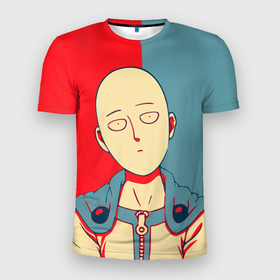 Мужская футболка 3D Slim с принтом Saitama hero face , 100% полиэстер с улучшенными характеристиками | приталенный силуэт, круглая горловина, широкие плечи, сужается к линии бедра | Тематика изображения на принте: 