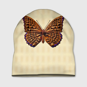 Шапка 3D с принтом Коричневая рельефная бабочка в Екатеринбурге, 100% полиэстер | универсальный размер, печать по всей поверхности изделия | 