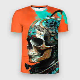 Мужская футболка 3D Slim с принтом Art skull   irezumi    Japan , 100% полиэстер с улучшенными характеристиками | приталенный силуэт, круглая горловина, широкие плечи, сужается к линии бедра | 