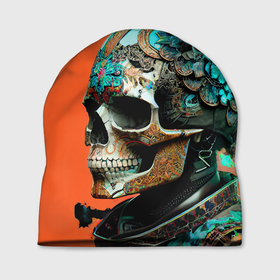 Шапка 3D с принтом Art skull   irezumi    Japan в Тюмени, 100% полиэстер | универсальный размер, печать по всей поверхности изделия | 