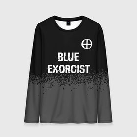 Мужской лонгслив 3D с принтом Blue Exorcist glitch на темном фоне: символ сверху в Белгороде, 100% полиэстер | длинные рукава, круглый вырез горловины, полуприлегающий силуэт | 