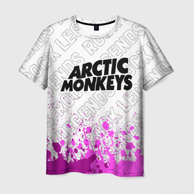 Мужская футболка 3D с принтом Arctic Monkeys rock legends: символ сверху , 100% полиэфир | прямой крой, круглый вырез горловины, длина до линии бедер | 