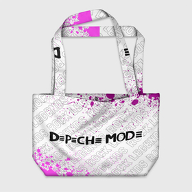 Пляжная сумка 3D с принтом Depeche Mode rock legends: надпись и символ в Петрозаводске, 100% полиэстер | застегивается на металлическую кнопку; внутренний карман застегивается на молнию. Стенки укреплены специальным мягким материалом, чтобы защитить содержимое от несильных ударов
 | 