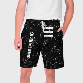 Мужские шорты 3D с принтом OneRepublic glitch на темном фоне: надпись, символ в Кировске,  полиэстер 100% | прямой крой, два кармана без застежек по бокам. Мягкая трикотажная резинка на поясе, внутри которой широкие завязки. Длина чуть выше колен | 