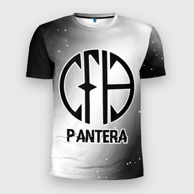 Мужская футболка 3D Slim с принтом Pantera glitch на светлом фоне в Екатеринбурге, 100% полиэстер с улучшенными характеристиками | приталенный силуэт, круглая горловина, широкие плечи, сужается к линии бедра | 