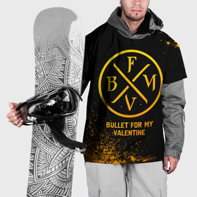 Накидка на куртку 3D с принтом Bullet For My Valentine   gold gradient в Екатеринбурге, 100% полиэстер |  | 