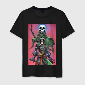Мужская футболка хлопок с принтом Warrior of darkness   skull в Кировске, 100% хлопок | прямой крой, круглый вырез горловины, длина до линии бедер, слегка спущенное плечо. | 