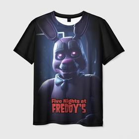 Мужская футболка 3D с принтом Five Nights at Freddys  Bonnie в Новосибирске, 100% полиэфир | прямой крой, круглый вырез горловины, длина до линии бедер | 