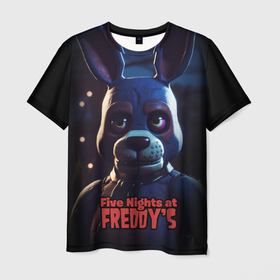 Мужская футболка 3D с принтом Five   Nights  at Freddys  Bonnie в Белгороде, 100% полиэфир | прямой крой, круглый вырез горловины, длина до линии бедер | 