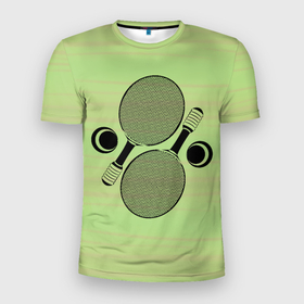 Мужская футболка 3D Slim с принтом Настольный теннис или пинг понг в Тюмени, 100% полиэстер с улучшенными характеристиками | приталенный силуэт, круглая горловина, широкие плечи, сужается к линии бедра | 