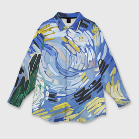 Мужская рубашка oversize 3D с принтом Облака в стиле Ван Гога в Новосибирске,  |  | 