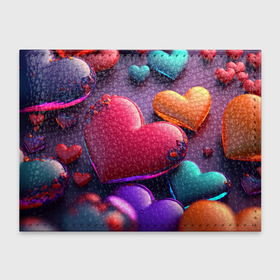Обложка для студенческого билета с принтом разноцветные сердца в Санкт-Петербурге, натуральная кожа | Размер: 11*8 см; Печать на всей внешней стороне | Тематика изображения на принте: 