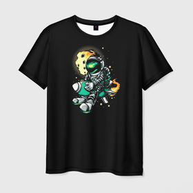 Мужская футболка 3D с принтом Экстремальный астронавт , 100% полиэфир | прямой крой, круглый вырез горловины, длина до линии бедер | 